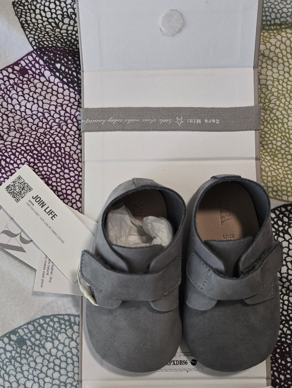 Zara Mini Baby Gray Suede Shoes – Size 6–9 Months – New in Box - Picture 5 of 5
